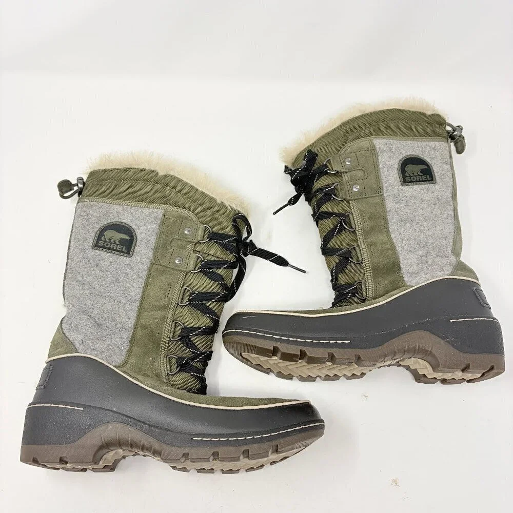 Sorel women's Tivoli high snow boots 7 green grey